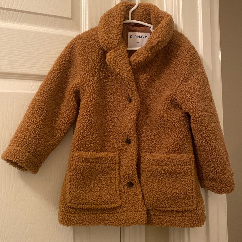Coffee Sherpa coat teddy bear size 3